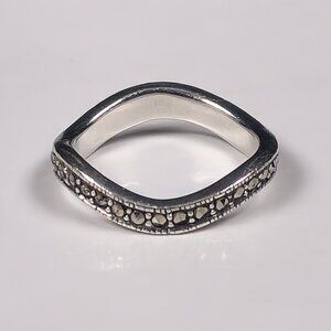 Marcasite Wavy Eternity Ring Sz 6 Wedding Band / Thumb / Knuckle / Toe Ring 3g